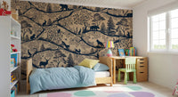 Scandinavian Wall Mural with Nordic Nature Beige Blue theme, GD9189
