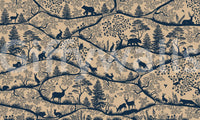 Nordic Nature Beige Blue Wall Mural with forest silhouettes, GD9189