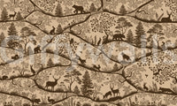 Nordic Nature Beige Brown Wall Mural featuring rabbits and deer, GD9190