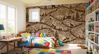 Scandinavian forest scene in Nordic Nature Beige Brown Wall Mural, GD9190