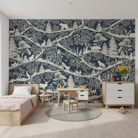 Continuous forest flow in Nordic Nature Blue White Wall Mural, GD9192