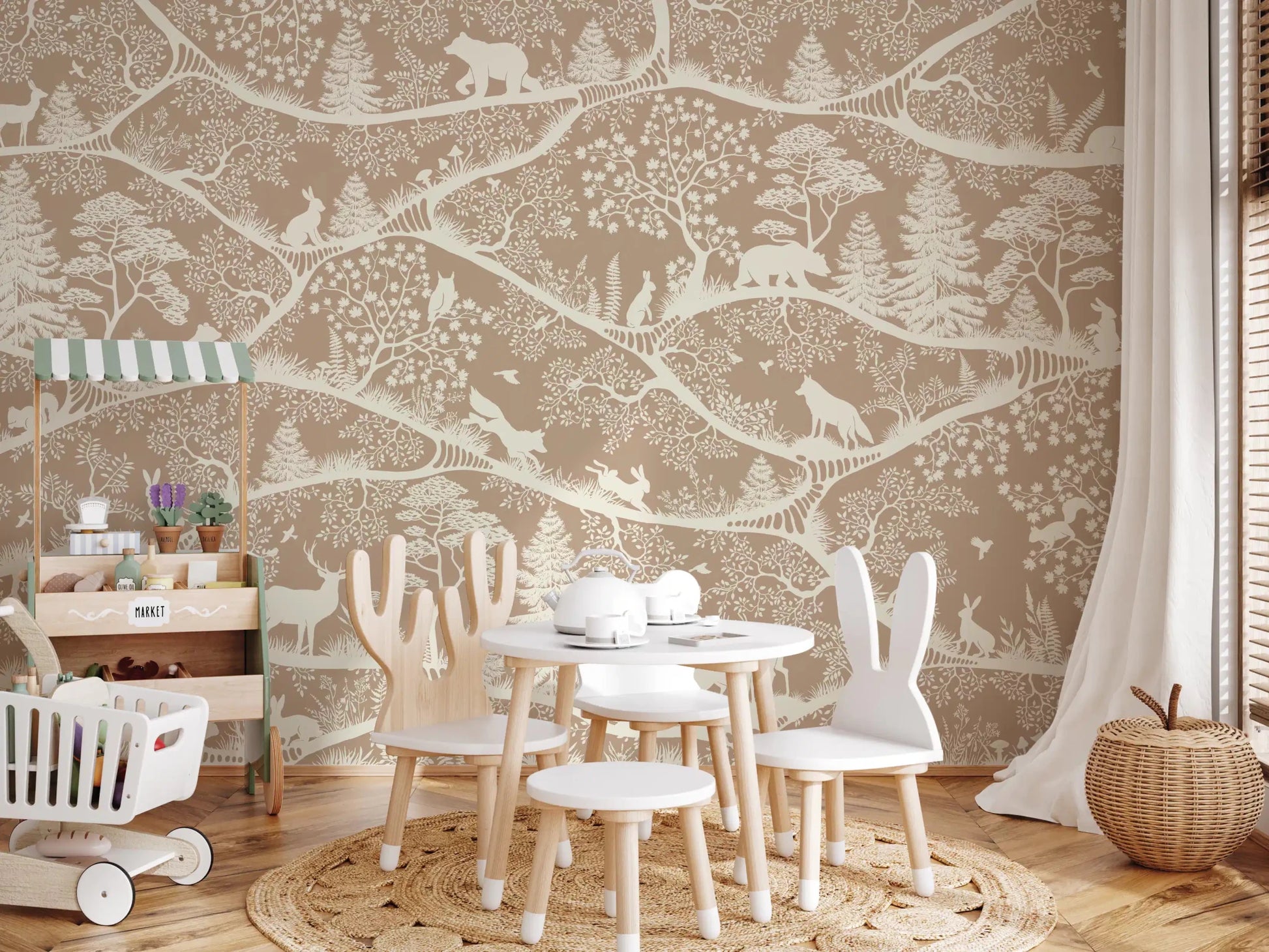 Natural scene spread across Nordic Nature Brown White Wall Mural, GD9193