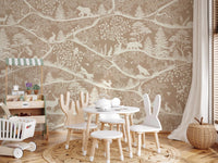 Natural scene spread across Nordic Nature Brown White Wall Mural, GD9193
