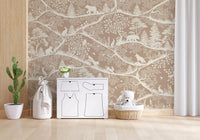 Flowing branch layout in Nordic Nature Brown White Wall Mural, GD9193
