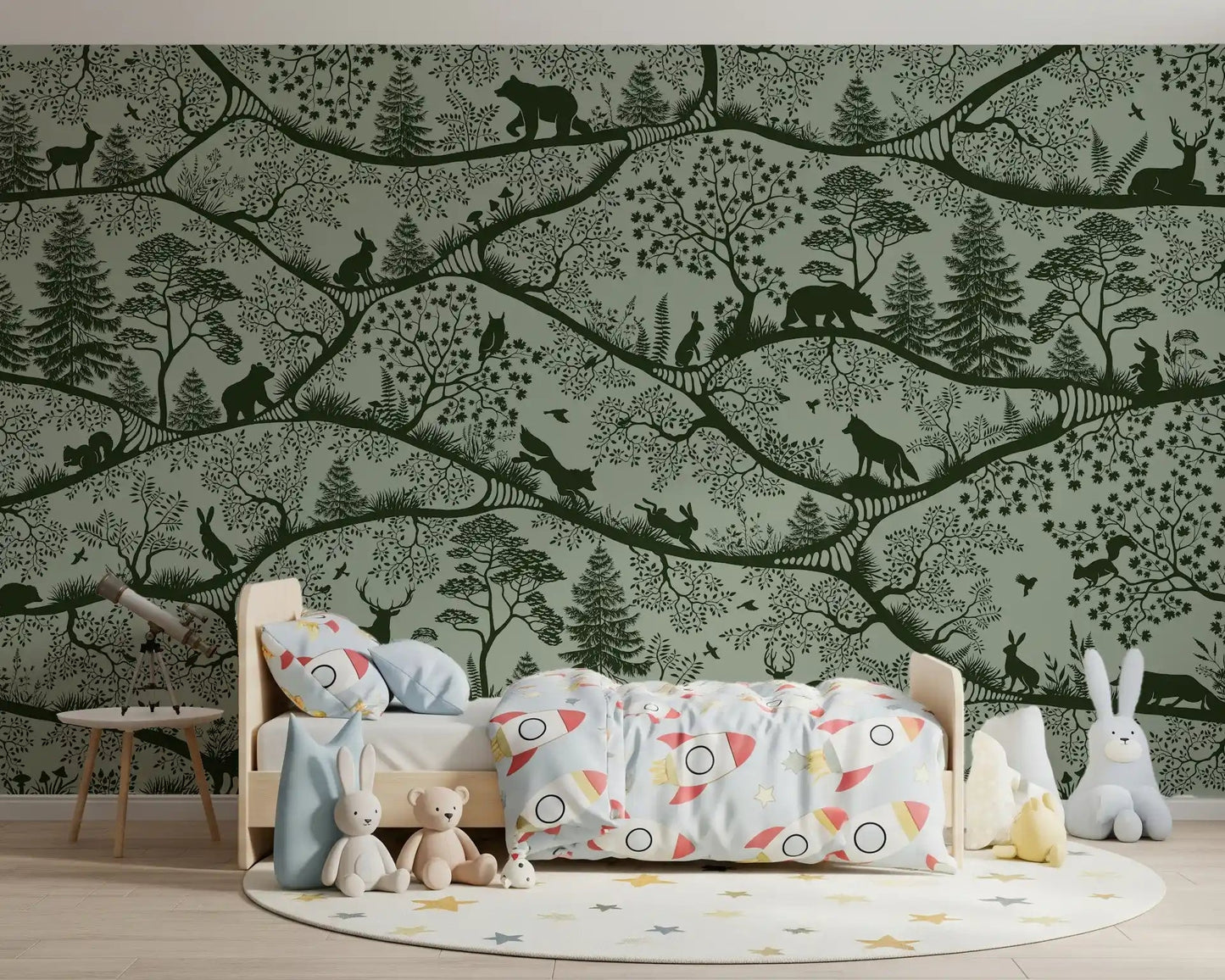Scandinavian style Wall Mural with Nordic Nature Green theme, GD9188