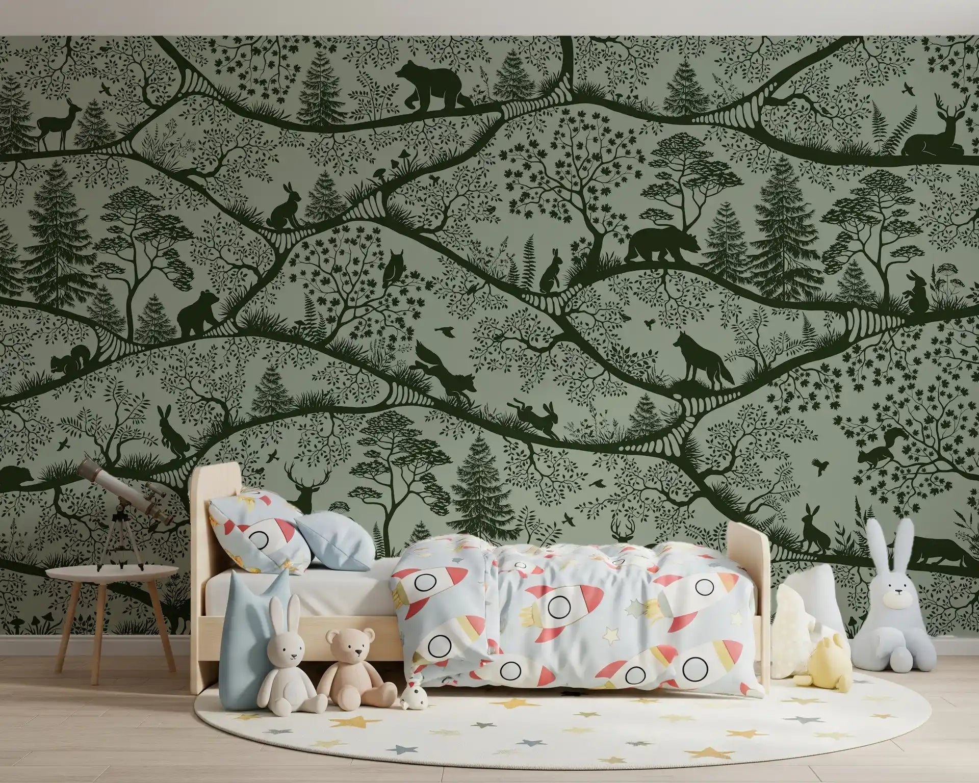 Scandinavian style Wall Mural with Nordic Nature Green theme, GD9188