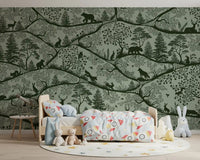 Scandinavian style Wall Mural with Nordic Nature Green theme, GD9188
