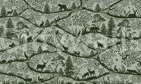 Nordic Nature Green Wall Mural with dense forest detailing, GD9188