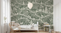 Natural forest flow in Nordic Nature Green White Wall Mural layout, GD9194