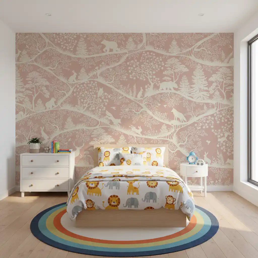 Nordic Nature Pink White Wall MuralGD9195