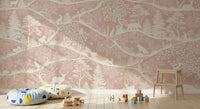 Nordic Nature Pink White Wall MuralGD9195