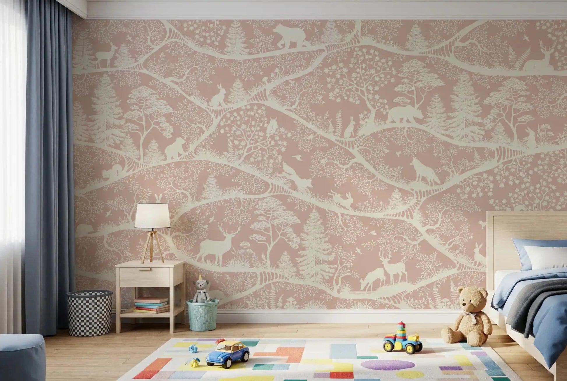 Nordic Nature Pink White Wall MuralGD9195