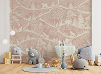 Nordic Nature Pink White Wall MuralGD9195