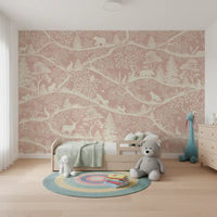Nordic Nature Pink White Wall MuralGD9195