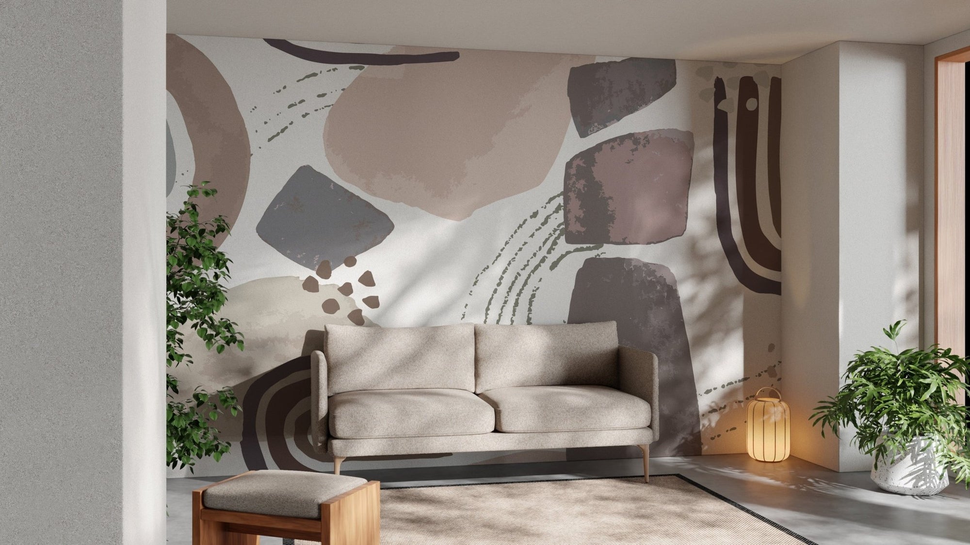 Nordic Scandinavian wallpaper mural with geometric patterns. A746