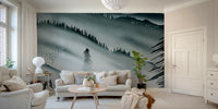 Forest mural wallpaper with layered hills GD088