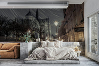 Gothic architecture and night sky.

