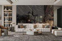 Historic French landmark wall mural.

