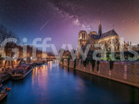 River reflection Notre-Dame Starry Night wallpaper subtle colors