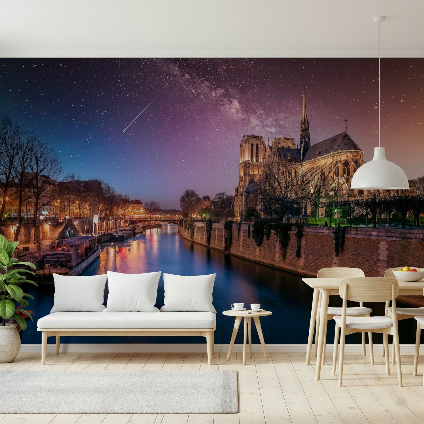 Iconic French landmark Notre-Dame Starry Night mural cityscape