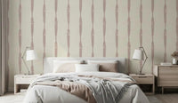 Nude pink distressed stripe wallpaper on cream background