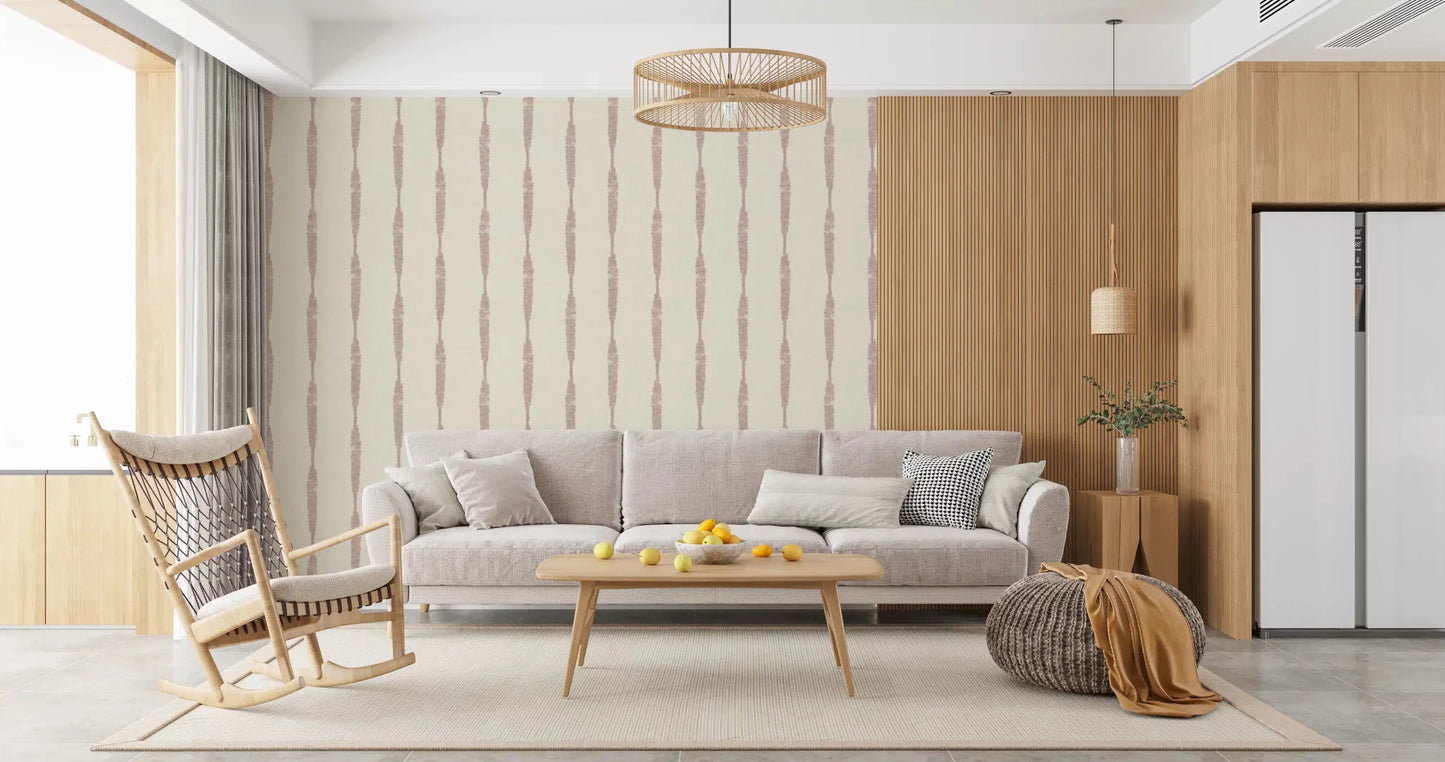 Custom-sized nude pink wallpaper for Indian living room
