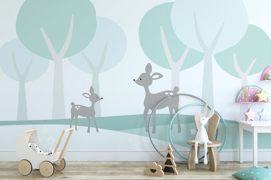 Cute fawn forest mural wallpaper for nurseries Forest-06