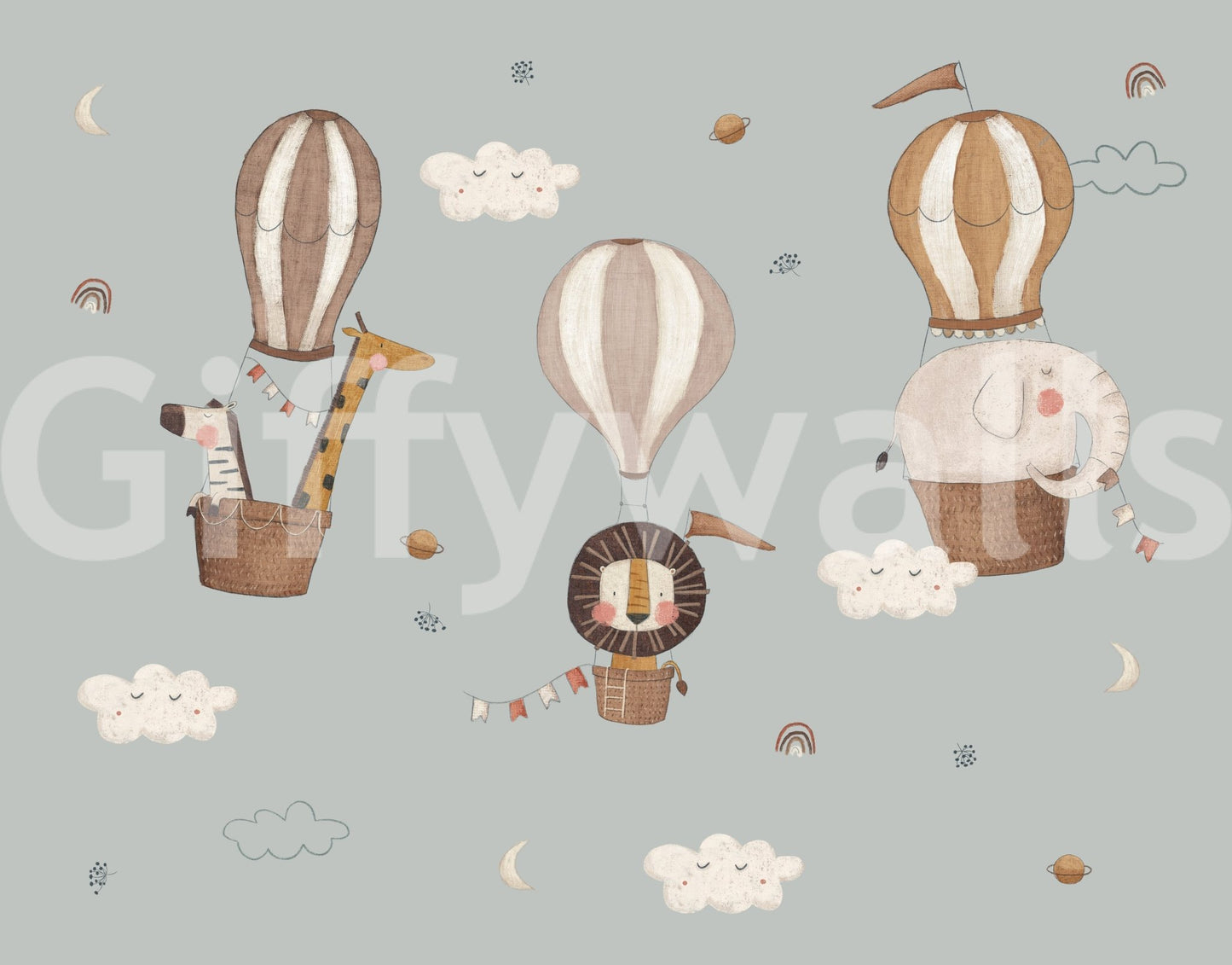 Nursery Hot Air Balloons Wall Mural