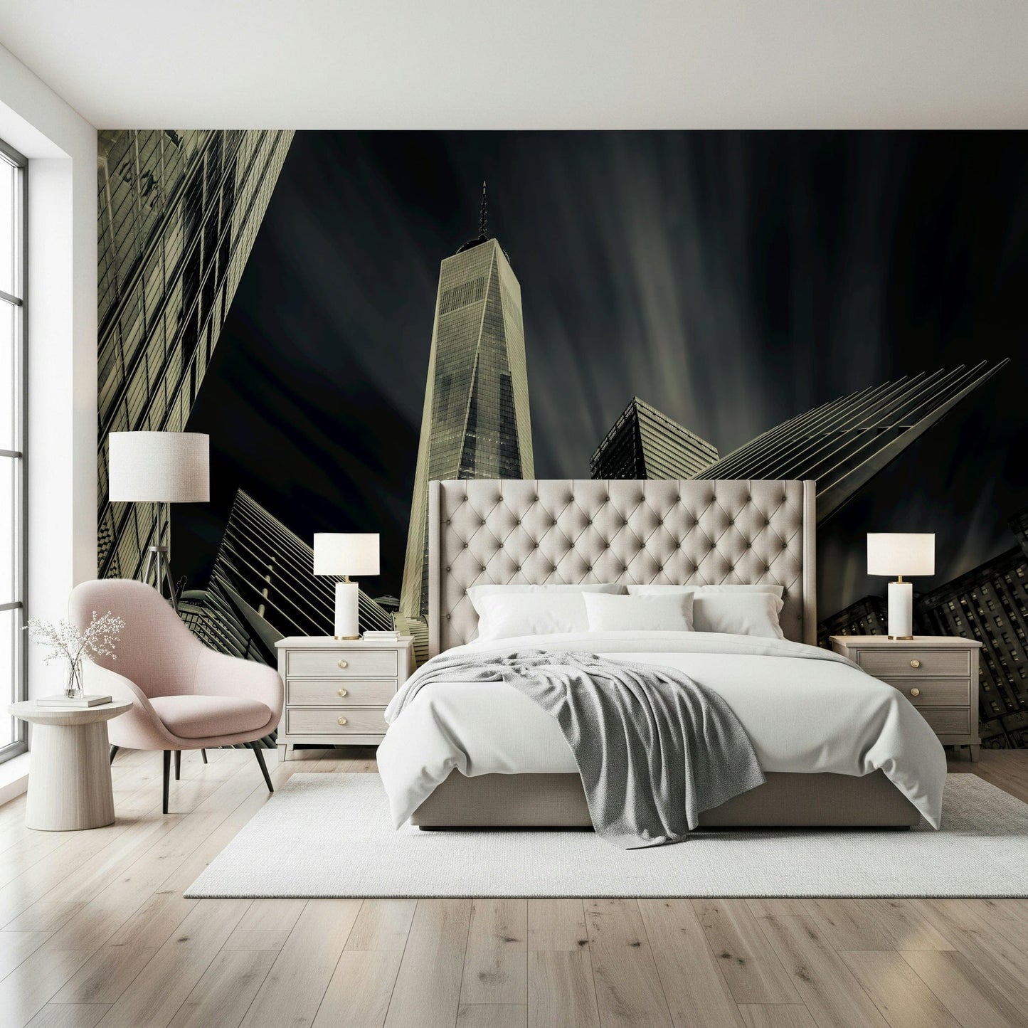 A contemplative gentle design wallpaper mural for a feature wall.