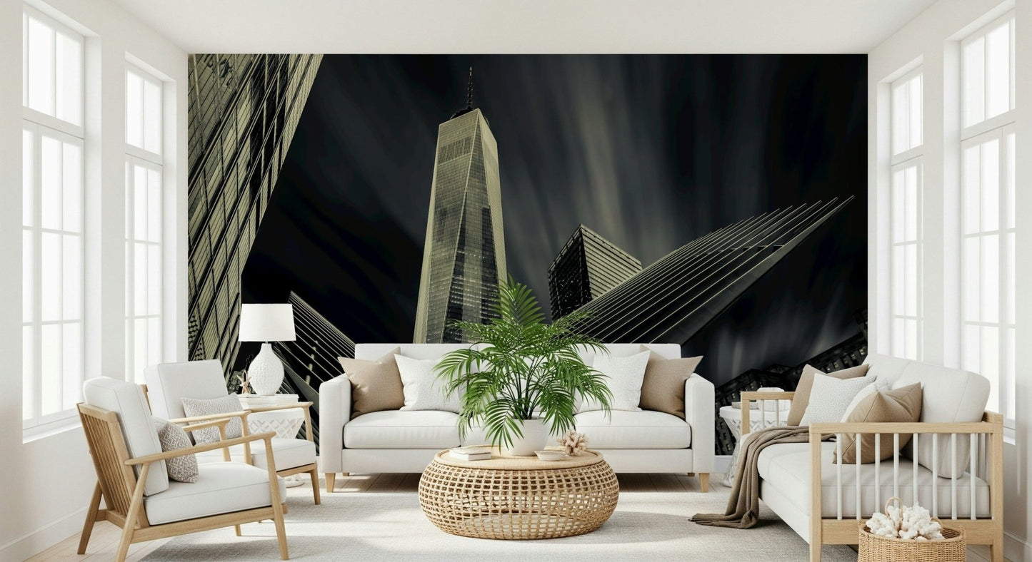 An artistic soft focus urban mural on minimalist wallpaper.