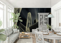 A beautiful modern art wall mural of delicate lines.