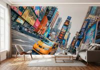 Busy Times Square road view wall decor