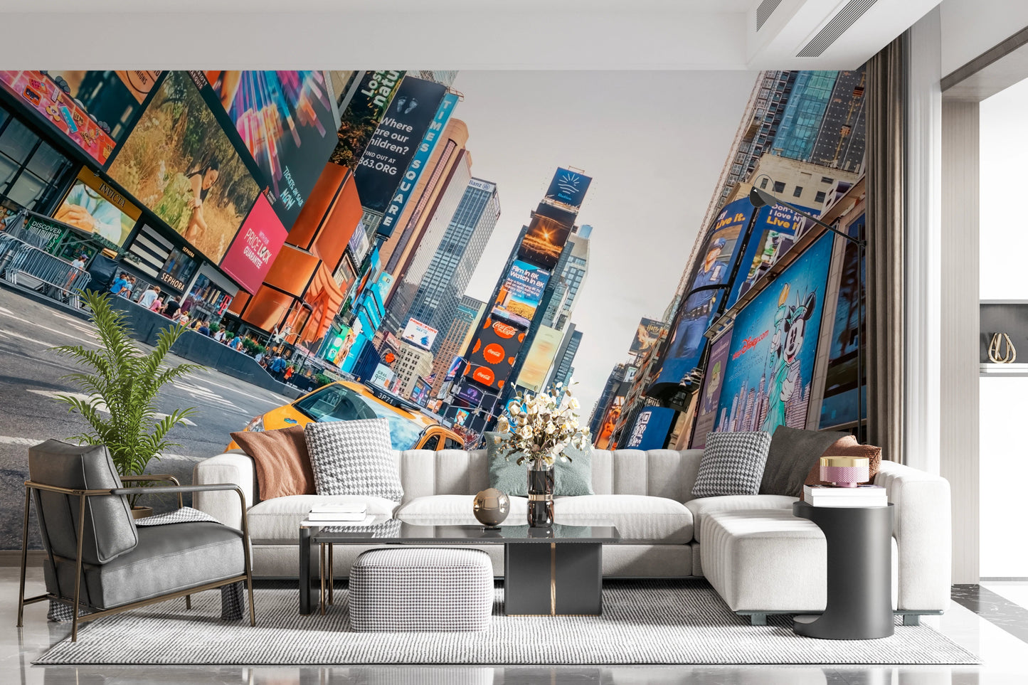 NYC Buzz Wall Mural with iconic city lights