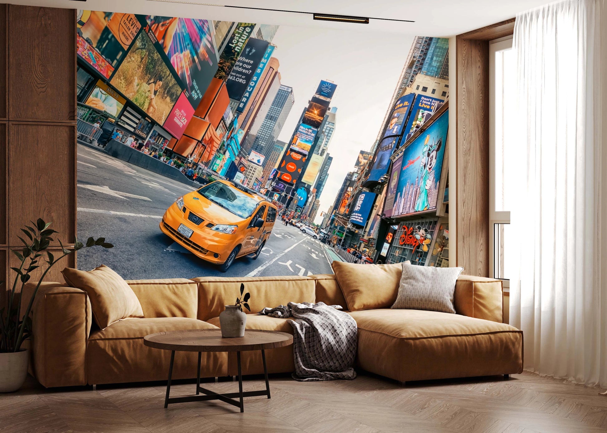 NYC Buzz Wall Mural featuring urban skyline