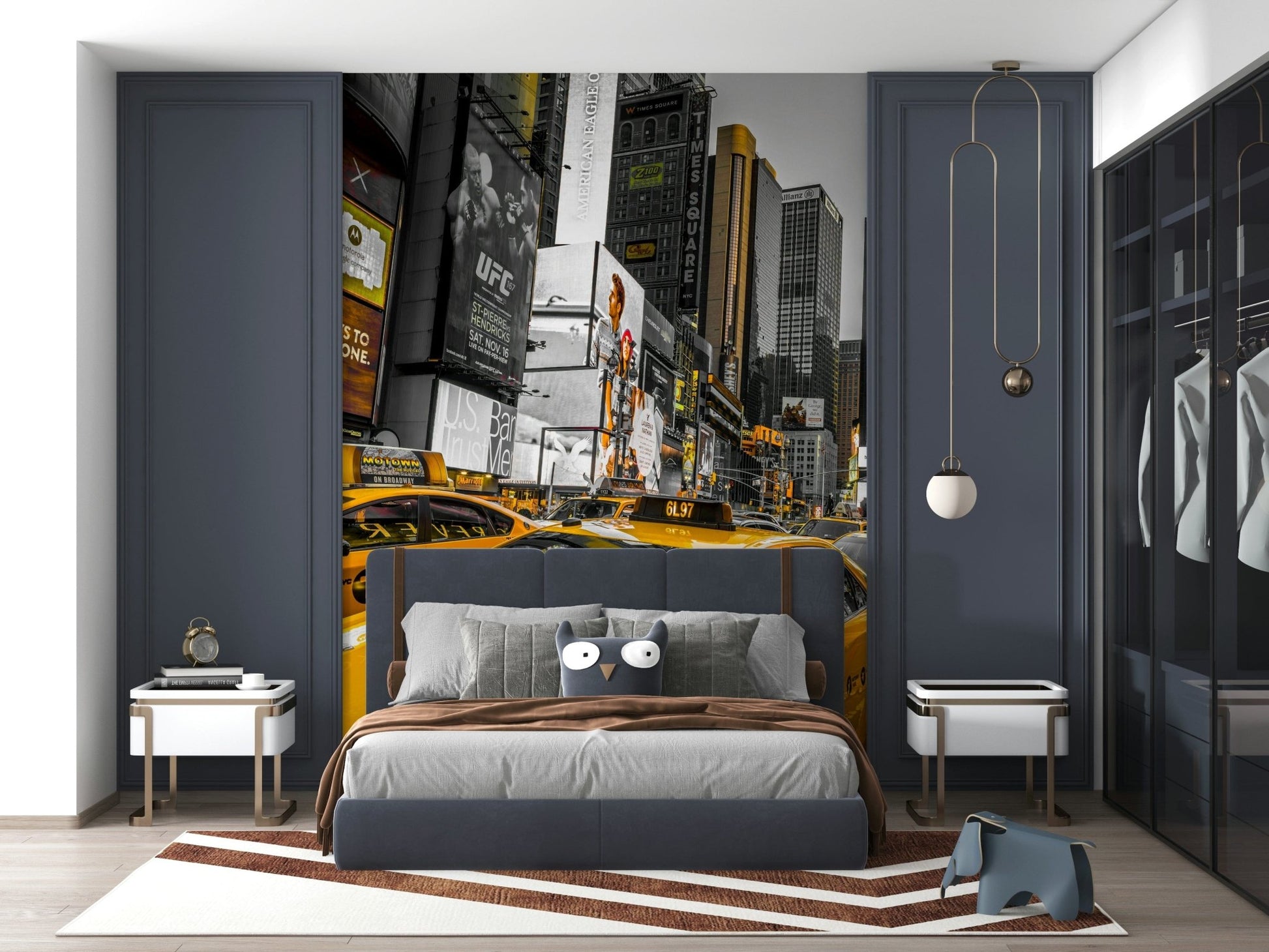 Sleek Golden Rush wallpaper, asphalt texture, high-contrast urban print.