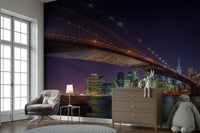 City lights reflecting in dark river waters.

