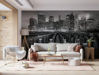 Historic dock pylons, dramatic Silhouette mural, elegant modern wallpaper.