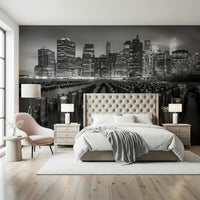 Industrial Waterfront feature wallpaper, strong visual Noir mural.