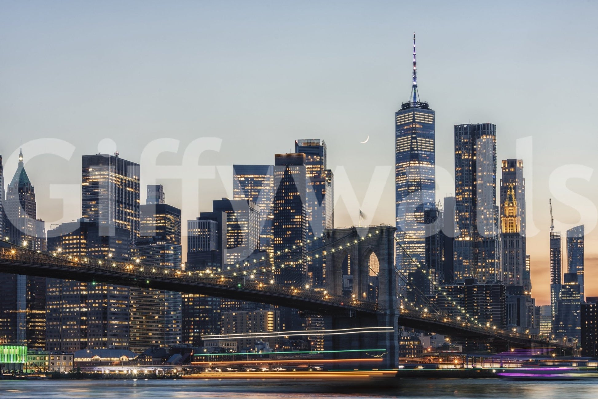 NYC Skyline at Twilight Wall Mural