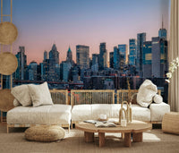 Artistic NYC Skyline Dusk wallpaper mural twilight city aesthetics.