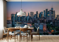 Elegant NYC Skyline Dusk wallpaper for walls scenic bridge.