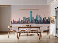 Panoramic NYC Skyline Serenity wall mural with waterfront and city towers