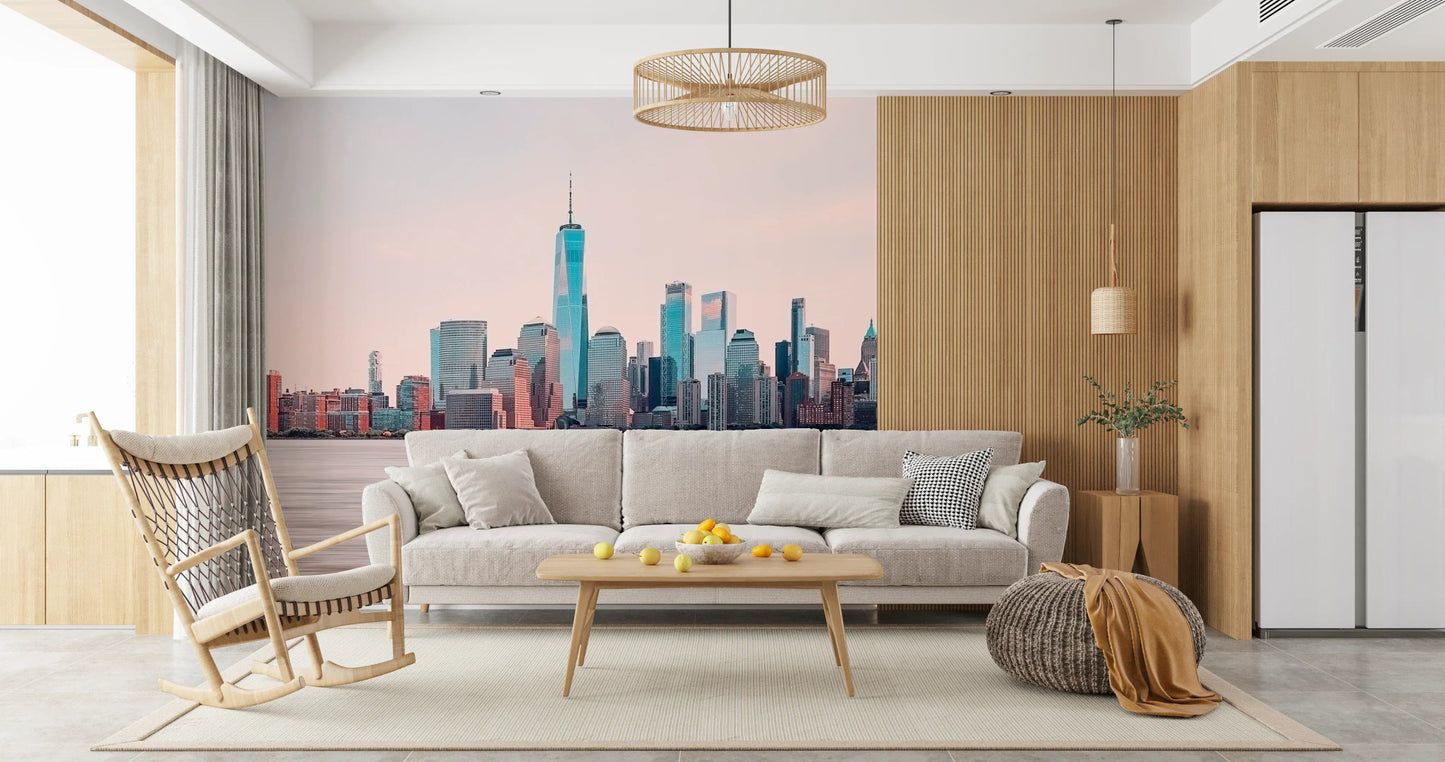 Modern NYC Skyline Serenity wall mural with clean skyline architecture