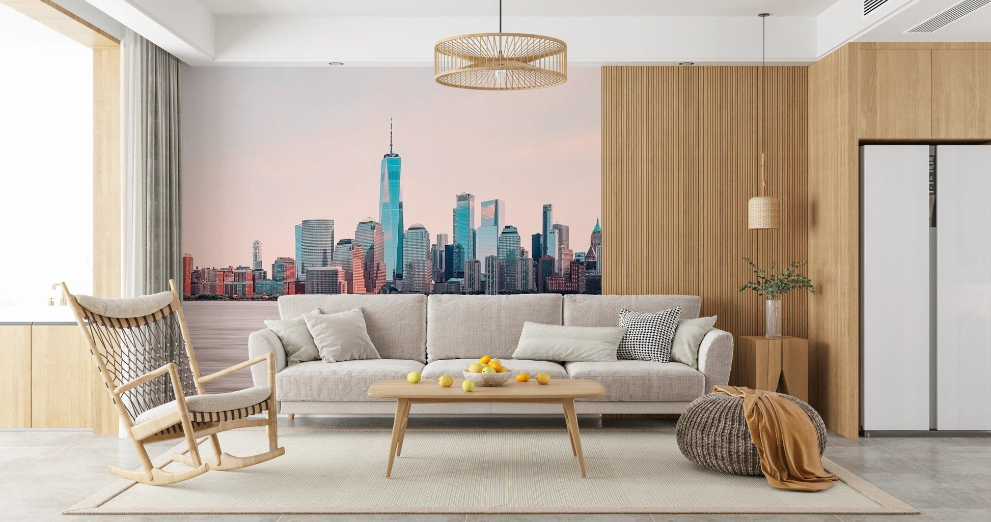 Modern NYC Skyline Serenity wall mural with clean skyline architecture