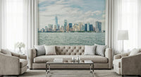 In this formal sitting space, NYC Skyline View Wall Mural adds gentle skyline character