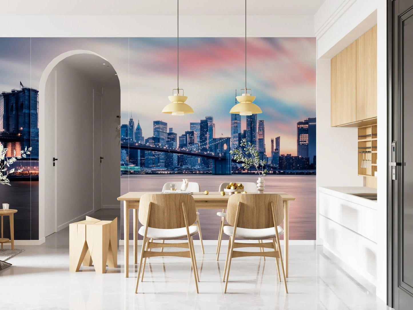 NYC Twilight Dreams wall mural showing skyscrapers in a professional office.