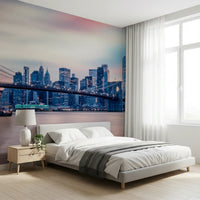 NYC Twilight Dreams wall mural featuring bridge lights for home décor styling.