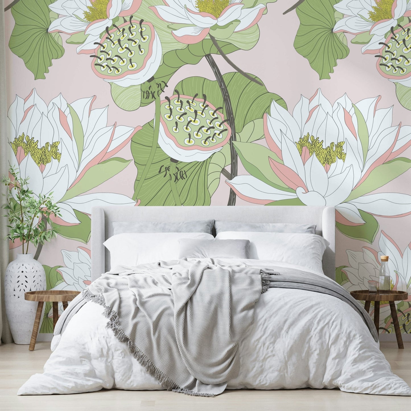 Artistic floral wall design mural

