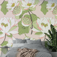Full wall water lily flower design

