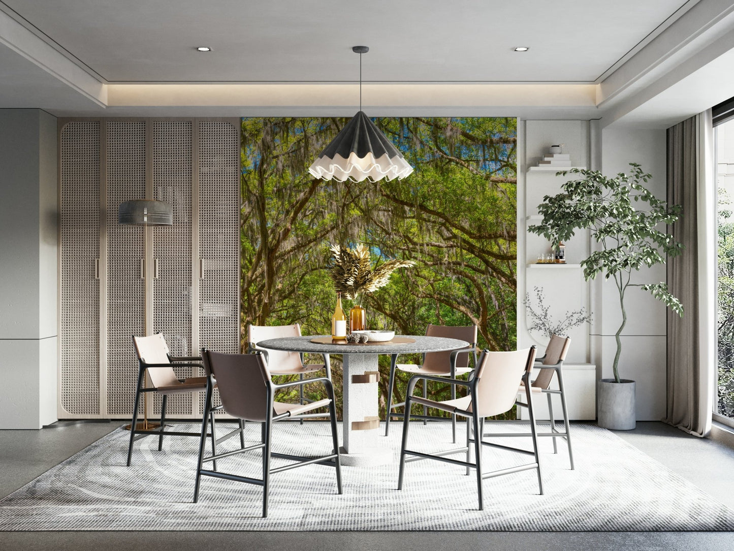 Nature-inspired mural wallpaper
